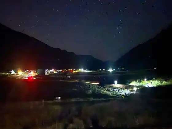 The camp at the Bzerpinsky Cornice at night
