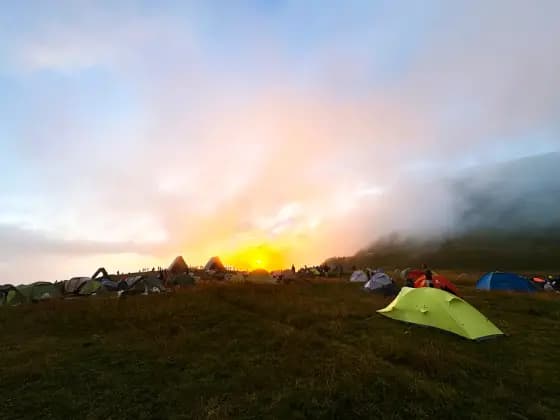 Sunset from the tent camp at the Bzerpinsky Cornice